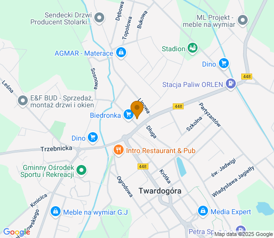 Mapa dojazdu do hurtowni motoryzacyjnej w miejscowości Twardogóra