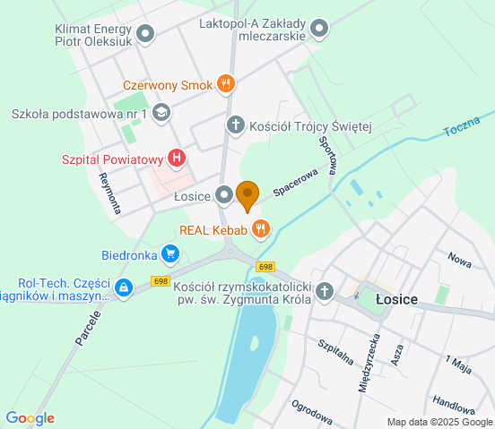 Mapa dojazdu do hurtowni motoryzacyjnej w miejscowości Łosice