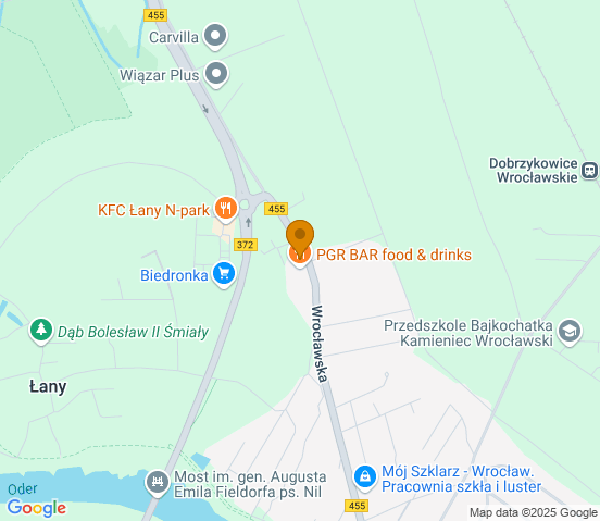 Mapa dojazdu do warsztatu samochodowego w miejscowości Kamieniec Wrocławski